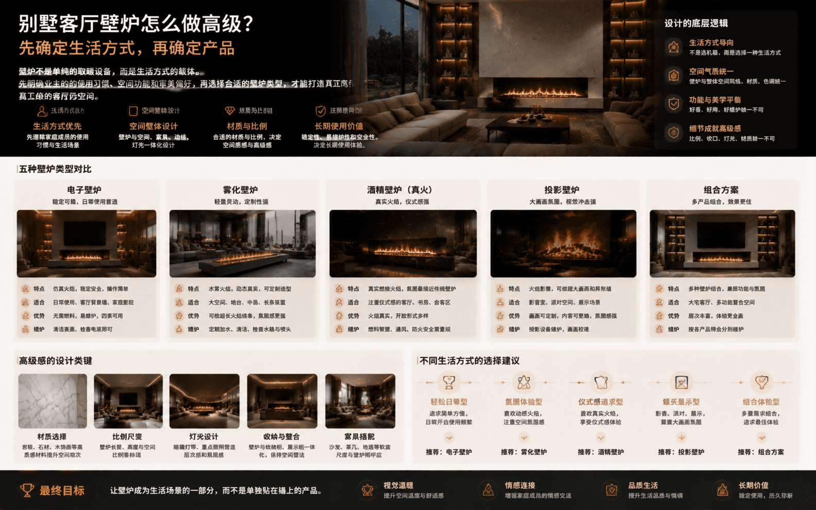别墅客厅壁炉怎么做高级？先确定生活方式，再确定产品