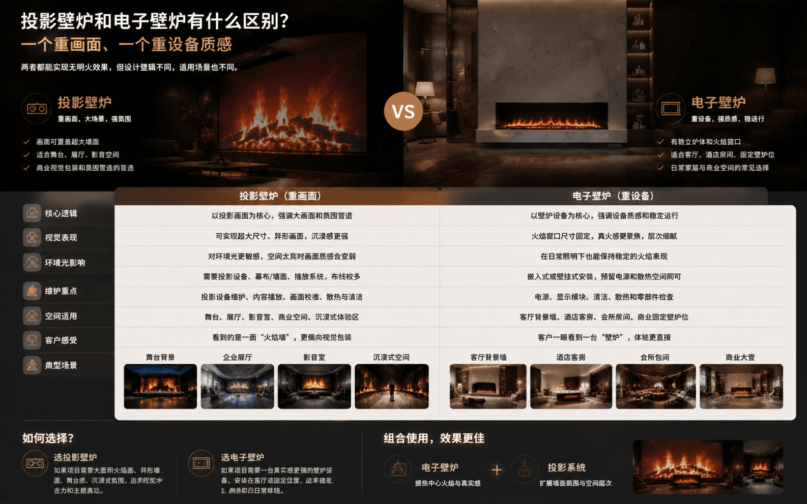 投影壁炉和电子壁炉有什么区别？一个重画面，一个重设备质感