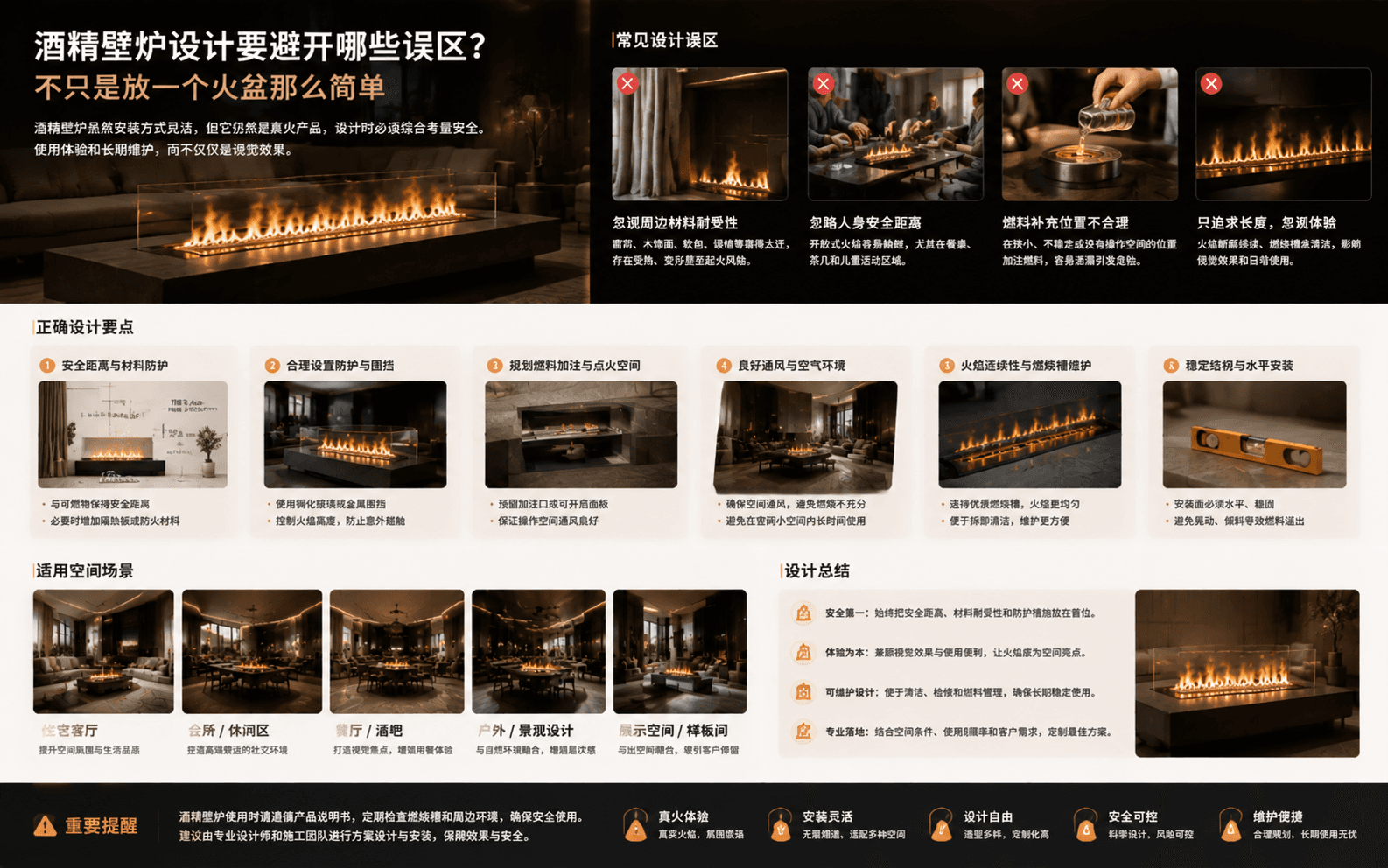 酒精壁炉设计要避开哪些误区？不只是放一个火盆那么简单