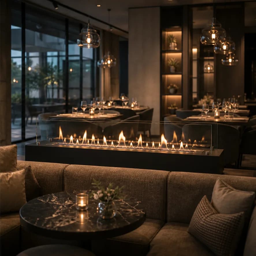 Double-Sided Ethanol Fireplace Divider application scene