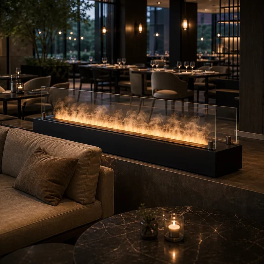 Double-Sided Mist Fireplace Divider application scene