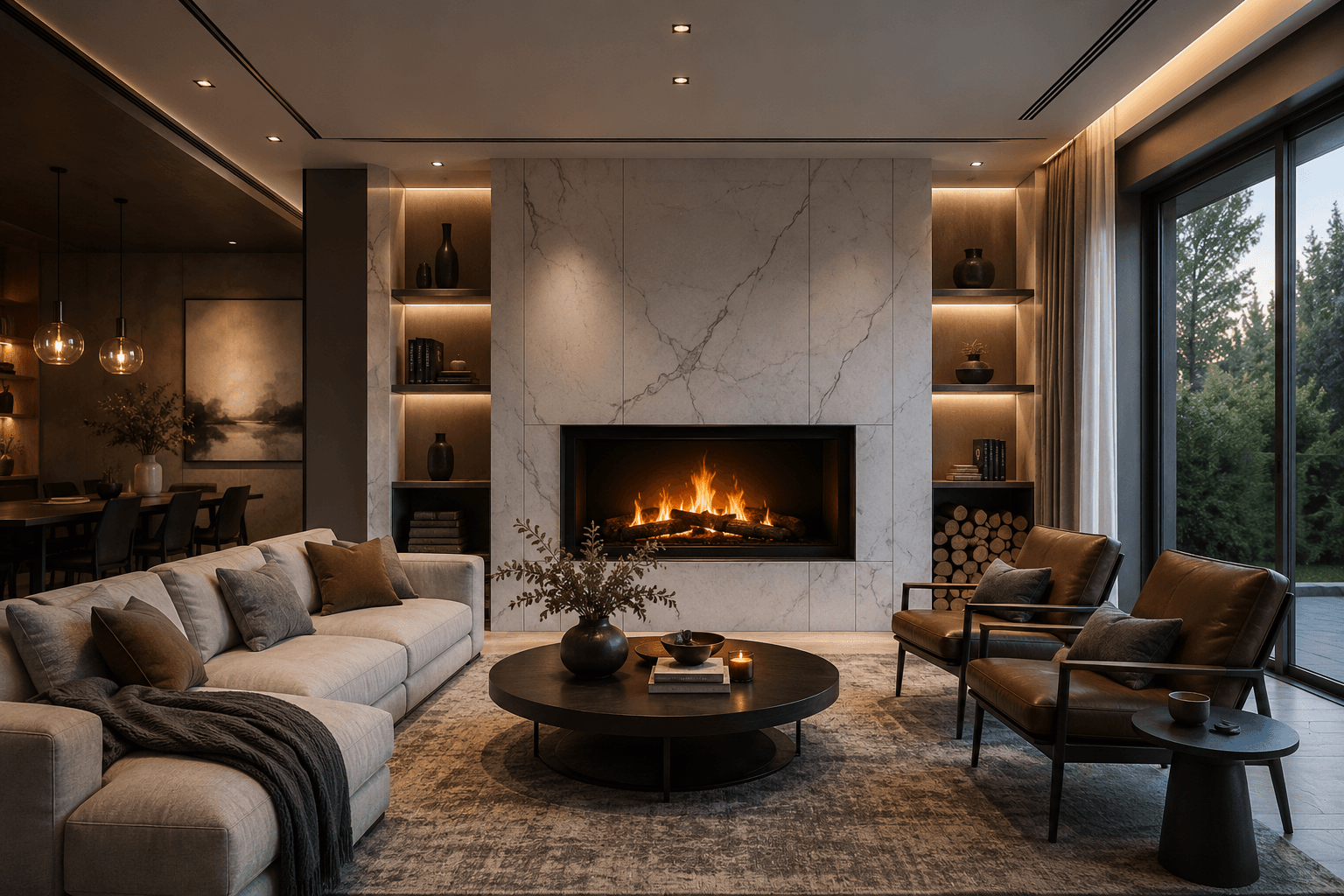 Custom Water Vapor Fireplace for a Chengdu Villa Living Room 2