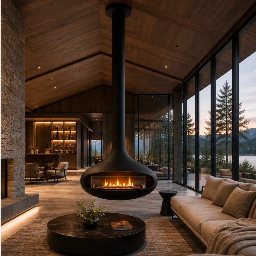Suspended Ethanol Fireplace application scene