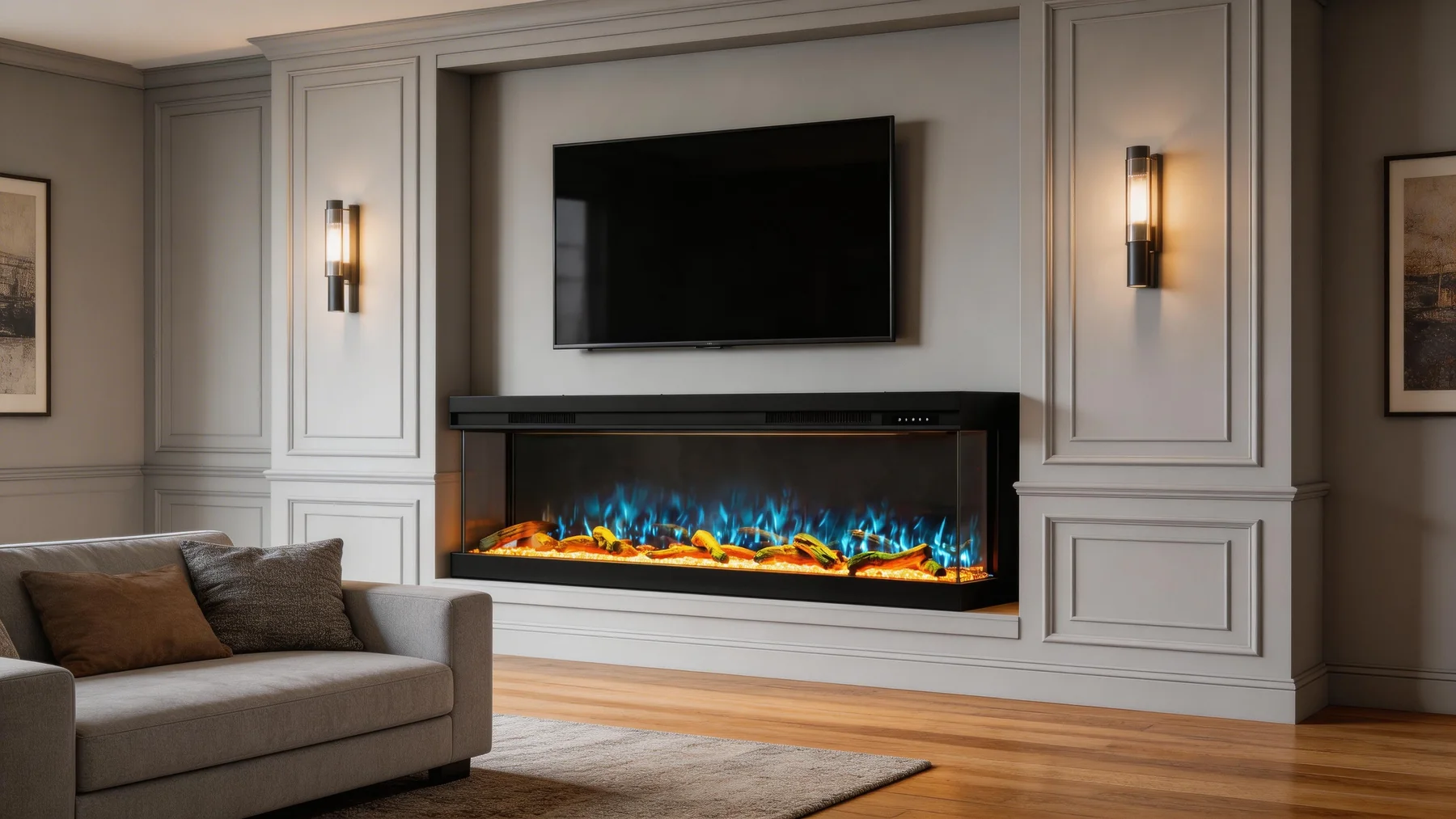 Wall-Mounted Insert Electric Fireplace - E2N - Residential scene