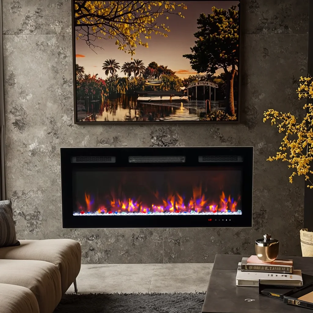 Wall-Mounted Insert Electric Fireplace - E2V - Commercial scene