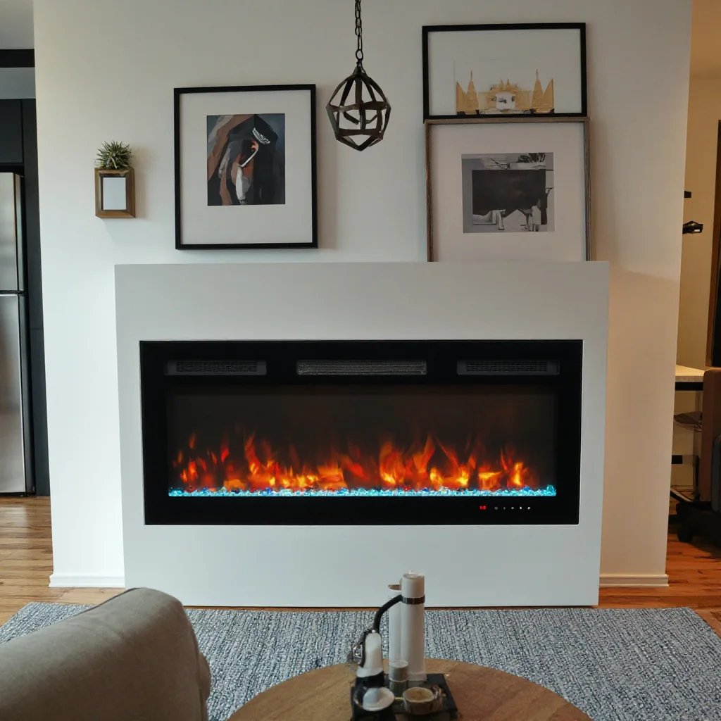 Wall-Mounted Insert Electric Fireplace - E37 - Detail view