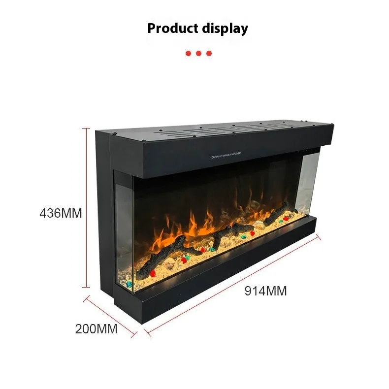 Wall-Mounted Insert Electric Fireplace - E3W - Product angle