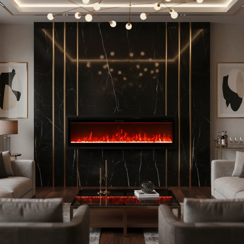 Wall-Mounted Electric Fireplace - E47 - Product angle
