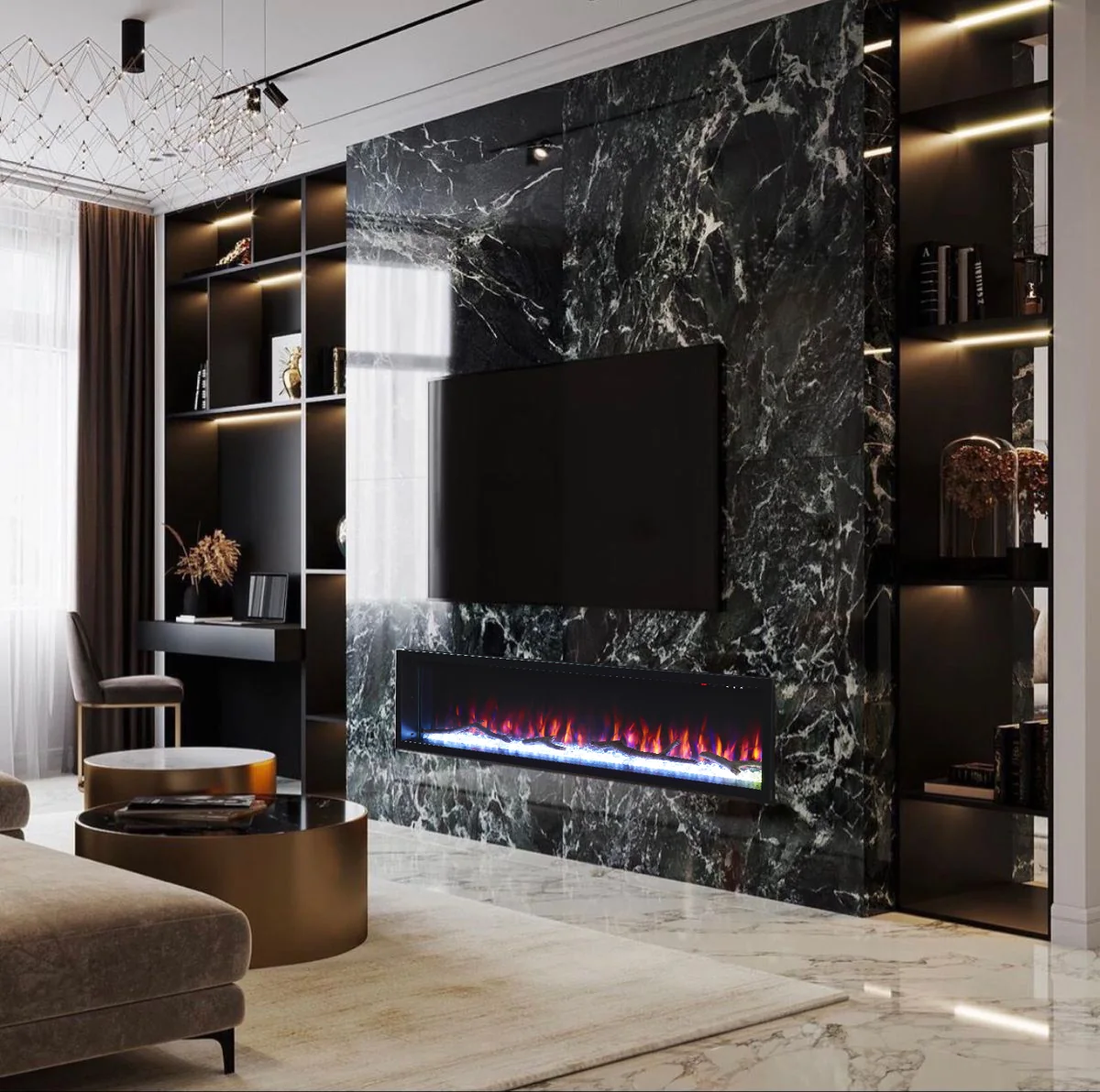 Wall-Mounted Insert Electric Fireplace - E48 - Product front