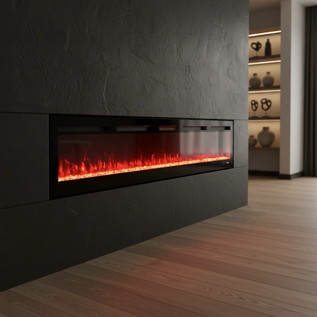 Wall-Mounted Insert Electric Fireplace - E52 - Product angle
