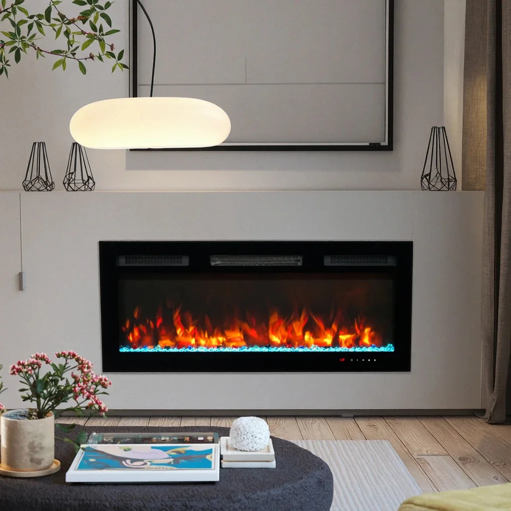 Wall-Mounted Electric Fireplace - E5V - Product angle