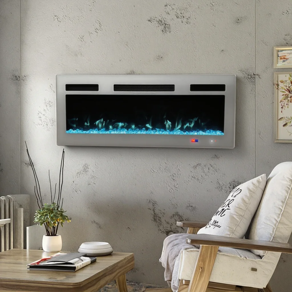 Wall-Mounted Insert Electric Fireplace - E6C - Product angle