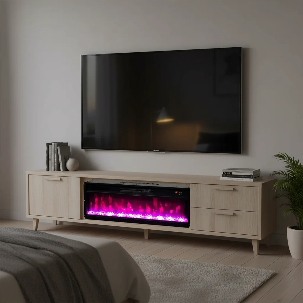 Wall-Mounted Insert Electric Fireplace - E7R - Detail view