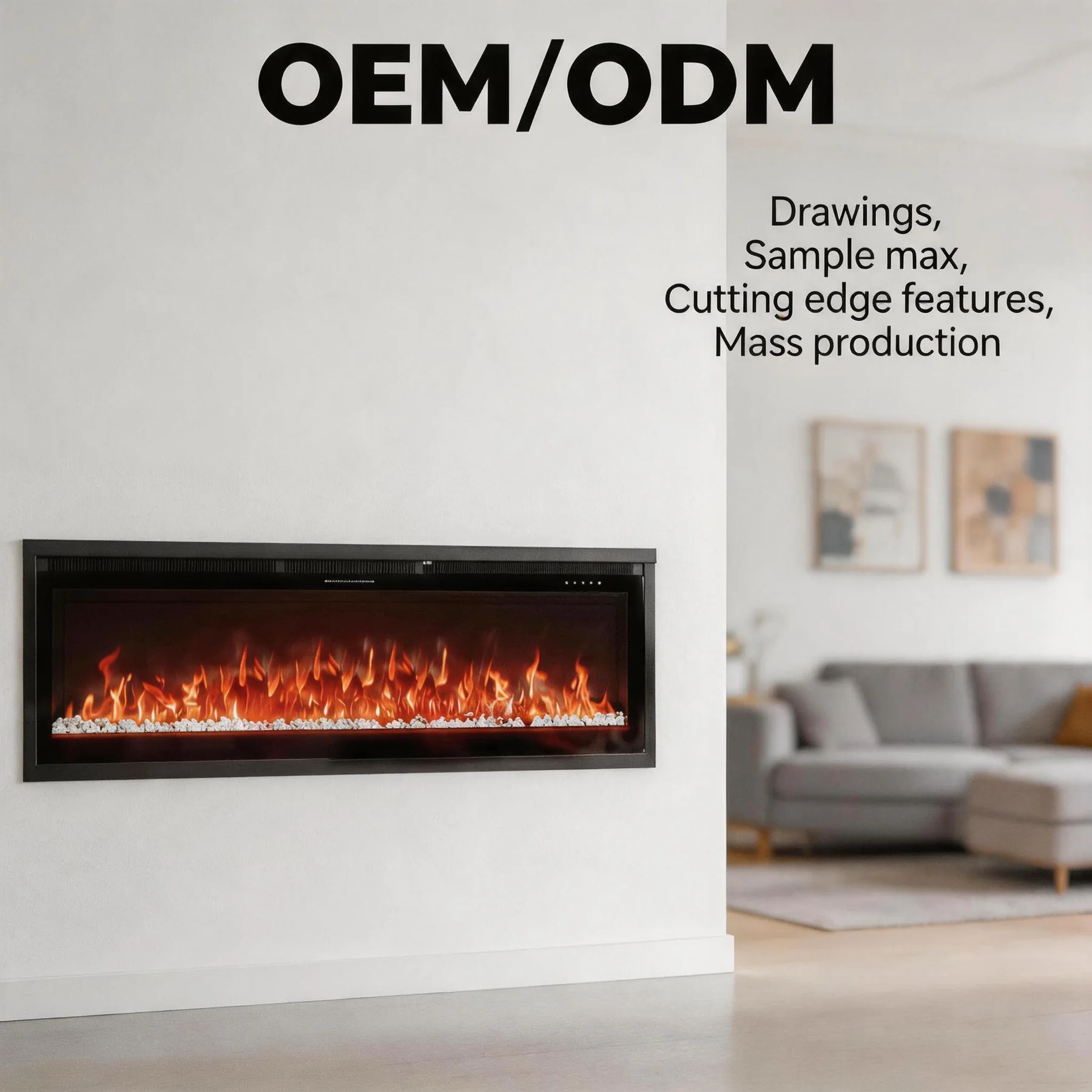 Wall-Mounted Insert Electric Fireplace - E7V - Product front