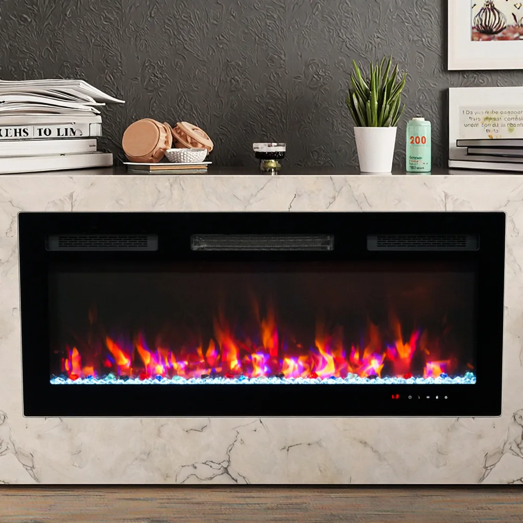 Wall-Mounted Insert Electric Fireplace - E88 - Detail view
