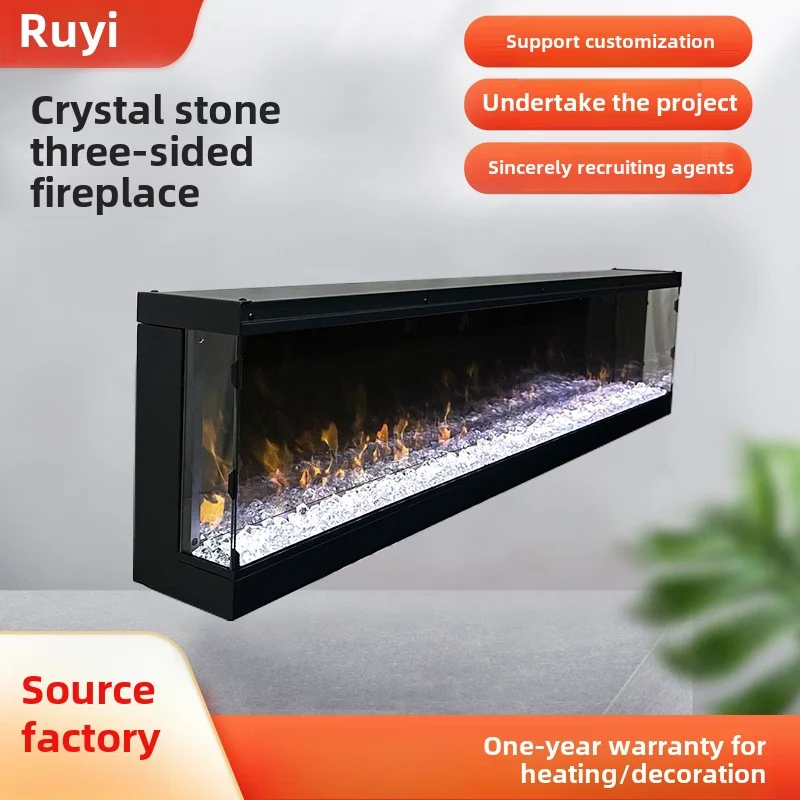 Wall-Mounted Insert Electric Fireplace - E1R - Product angle