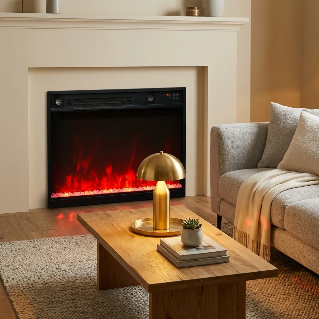 Wall-Mounted Insert Electric Fireplace - E1V - Product front