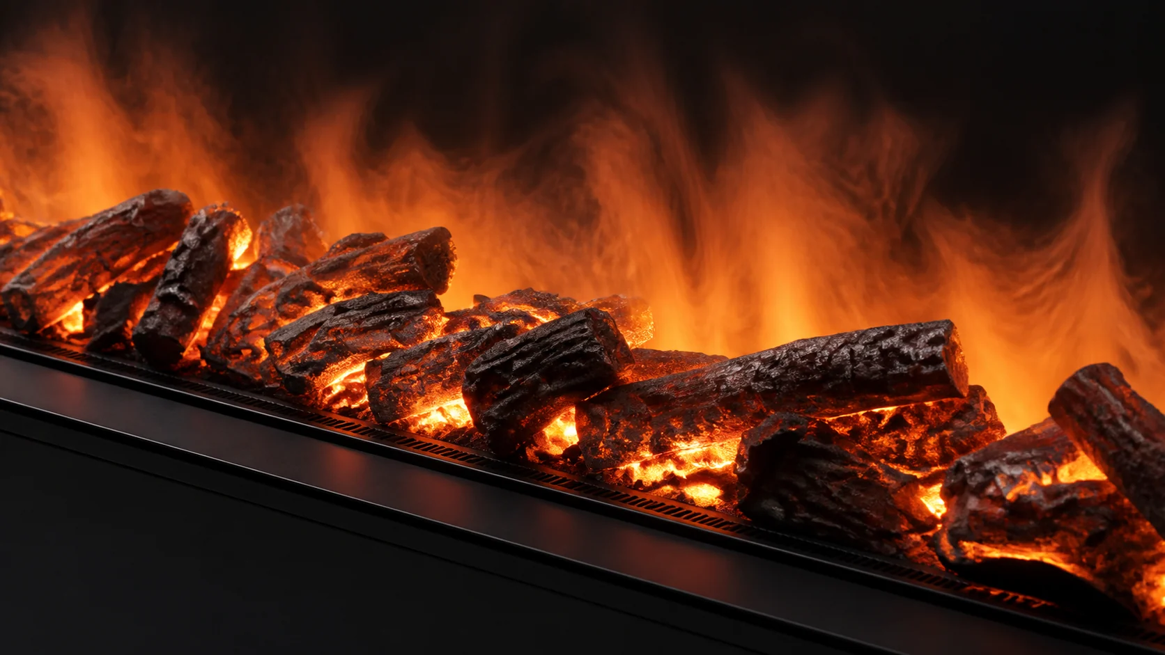 Linearer 3D-Wasserdampf-Kamin mit Dekor-Holzkohle - M11 - Detail view